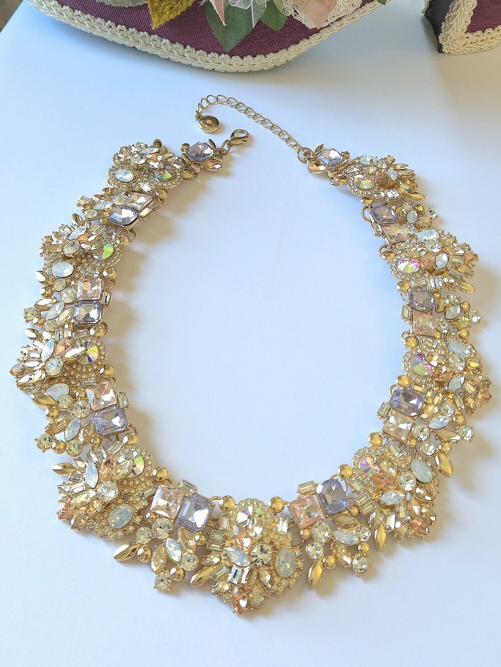 Christian Siriano Glass Crystal Stone Gold Plated Statement Choker Necklace